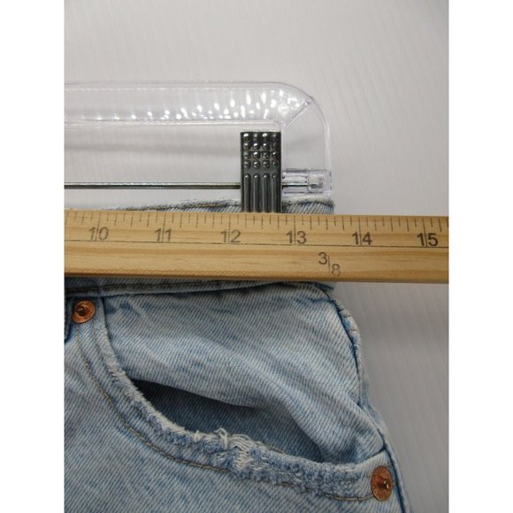 Zara Shorts 4 Mini Cut-Off High Rise Stretch Denim Raw Hem Light Wash - Picture 3 of 9